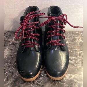 Lands' End Navy Blue Winter Boots with Red Laces